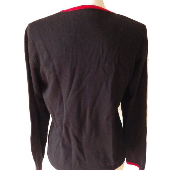 Cat Embellished "Sweater Weather" Scoop-Neck/ Sequined White Persian/ Red Bow/ - Picture 3 of 7